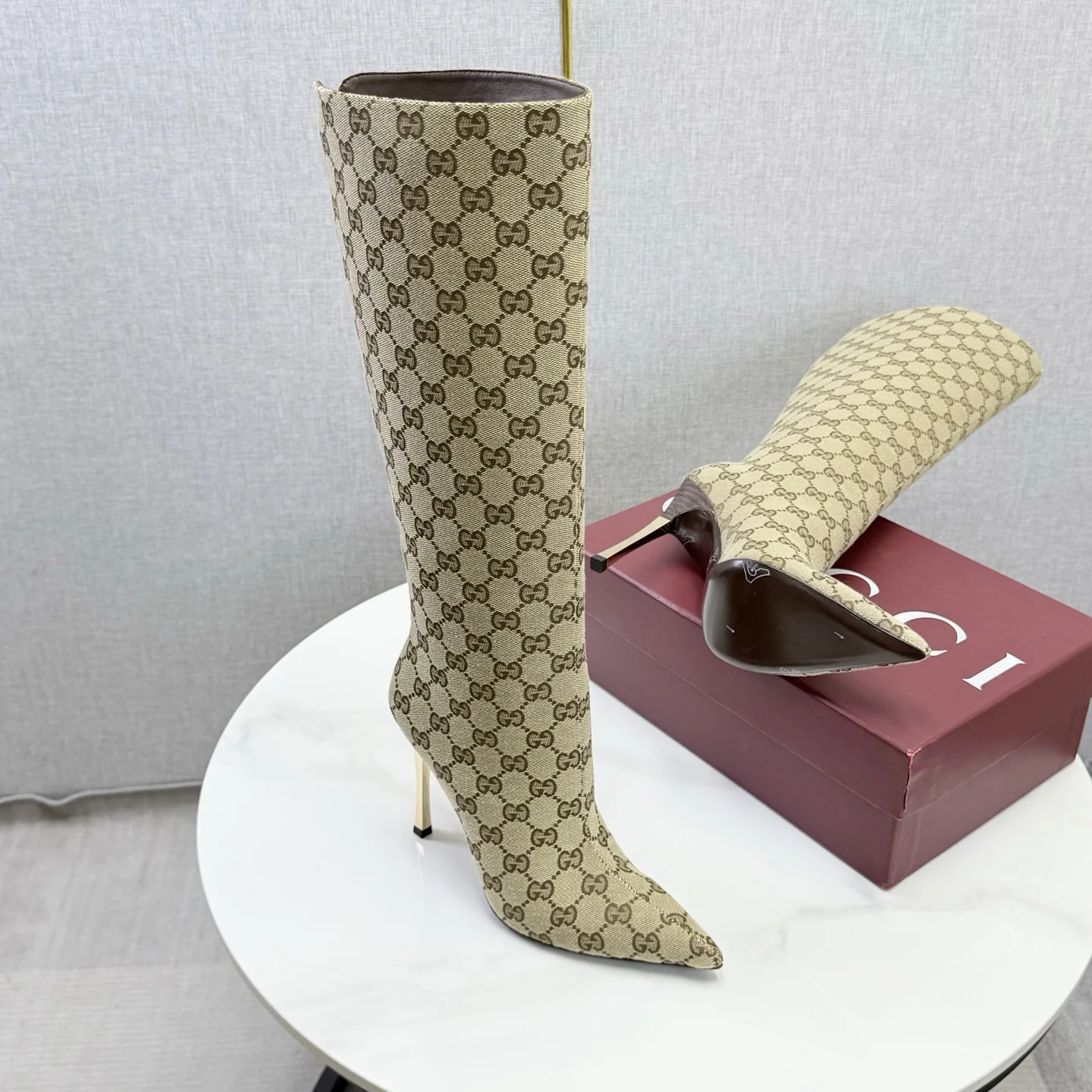 GUCCI Boots Patent Leather Beige-Gold EU35-39 D80202609110602 - Image 10