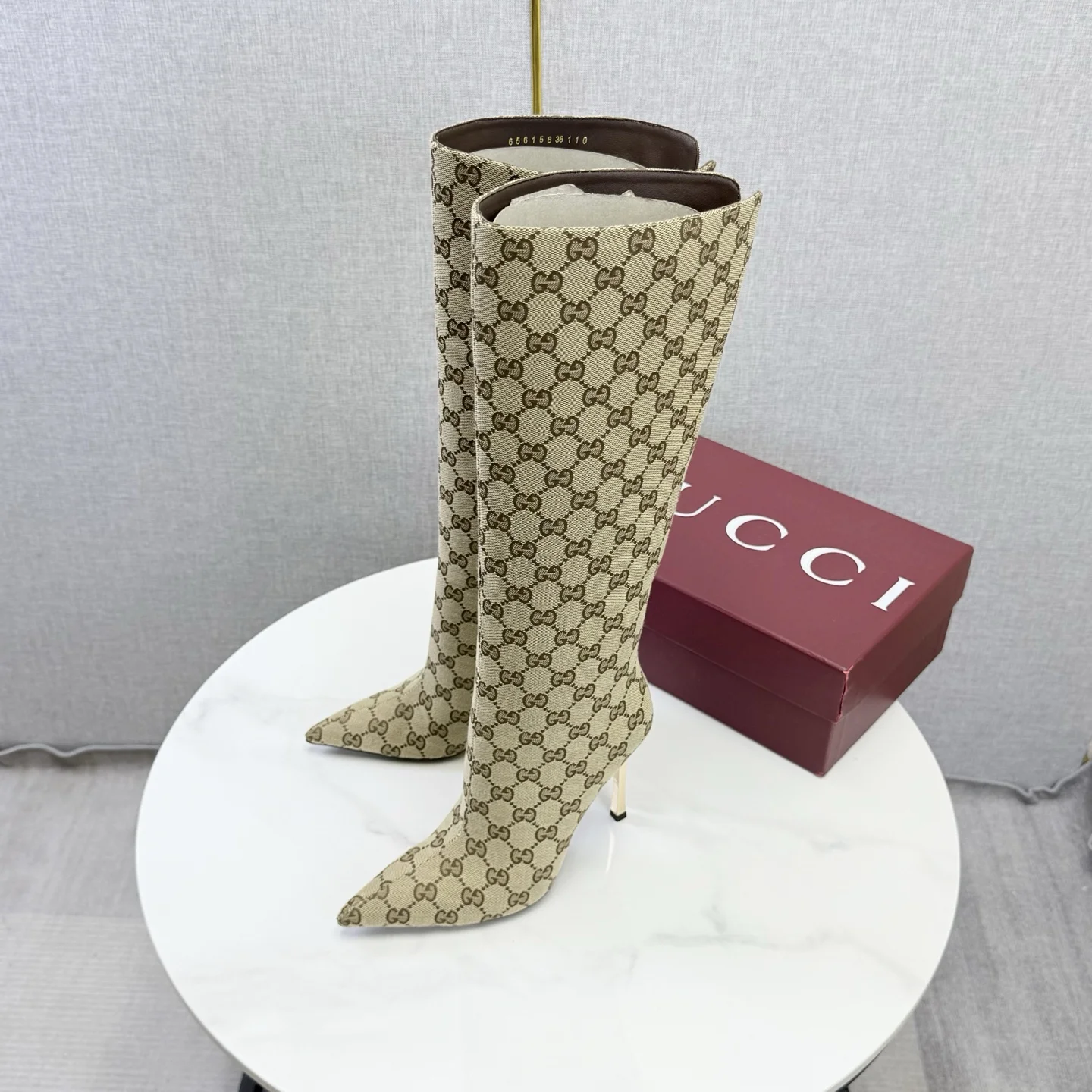 GUCCI Boots Patent Leather Beige-Gold EU35-39 D80202609110602 - Image 4