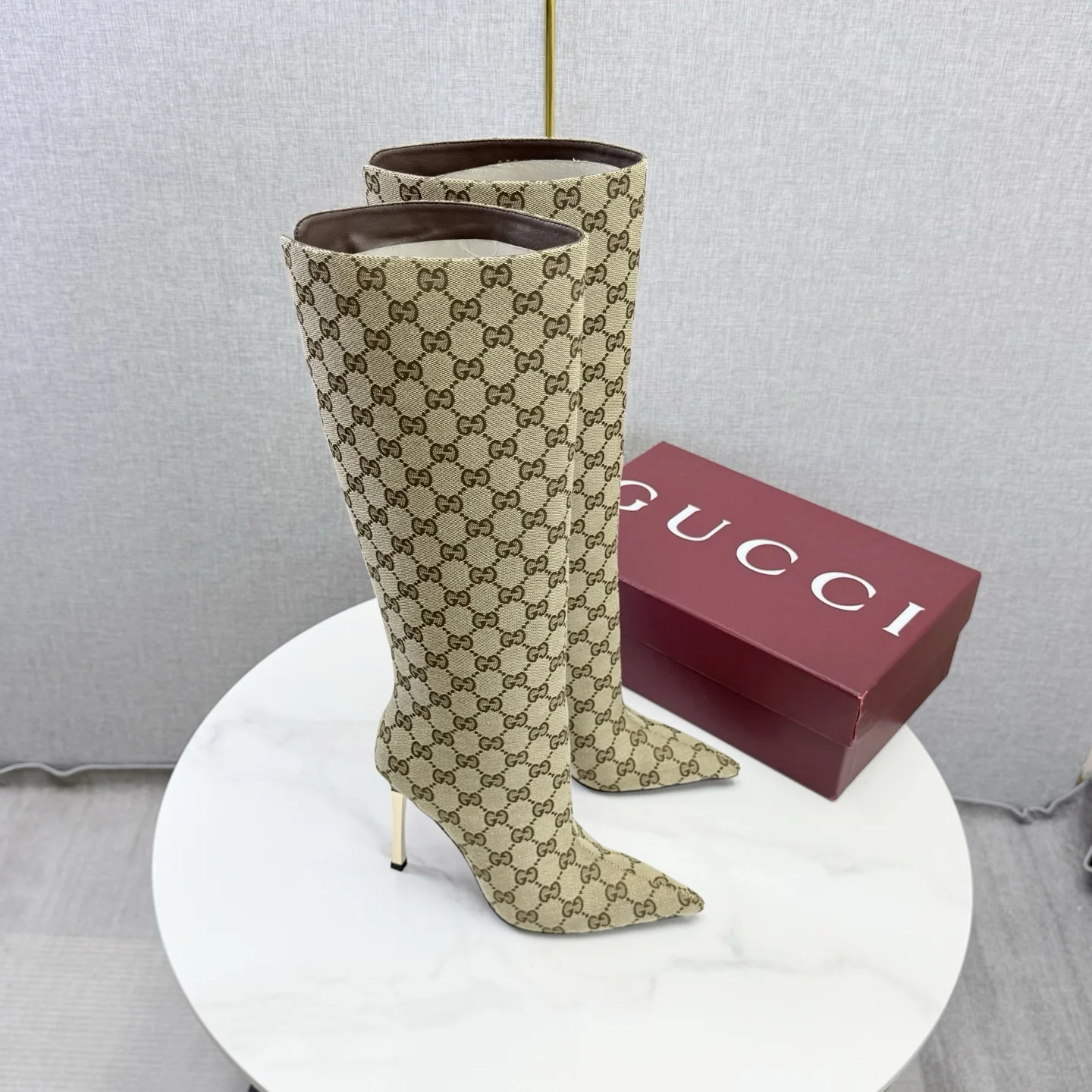GUCCI Boots Patent Leather Beige-Gold EU35-39 D80202609110602 - Image 5