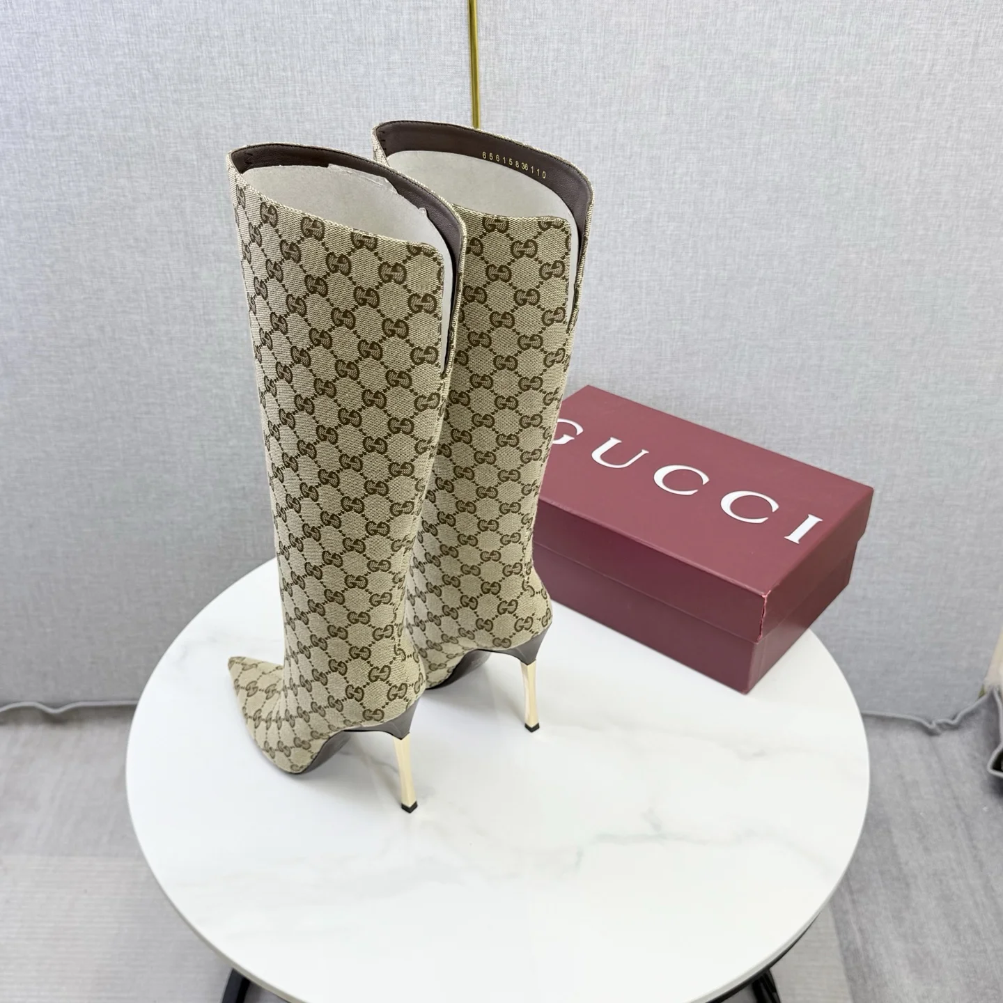 GUCCI Boots Patent Leather Beige-Gold EU35-39 D80202609110602 - Image 6