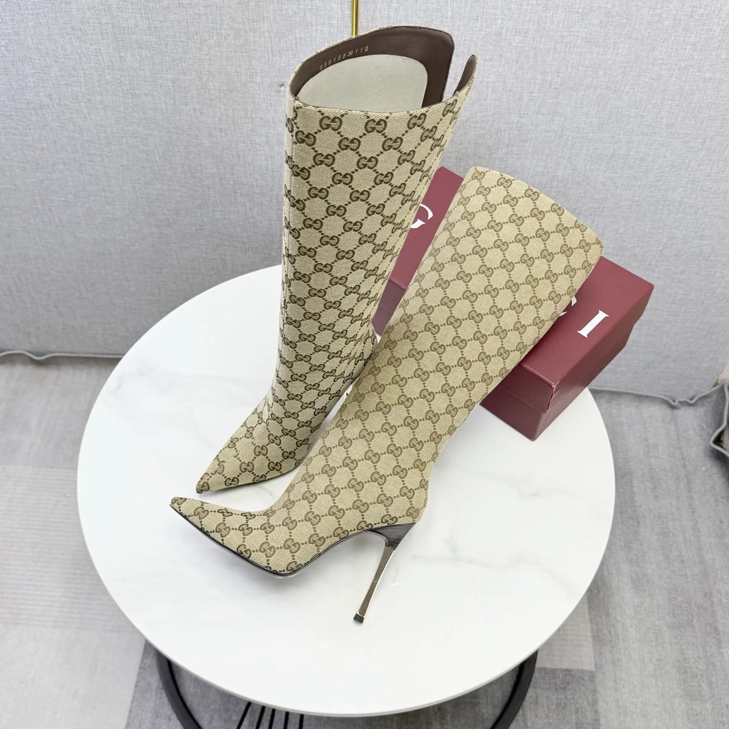 GUCCI Boots Patent Leather Beige-Gold EU35-39 D80202609110602 - Image 8