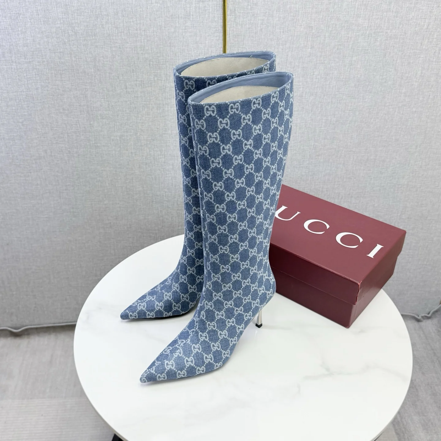 GUCCI Boots Patent Leather Blue-White EU35-39 D80202609110597 - Image 3