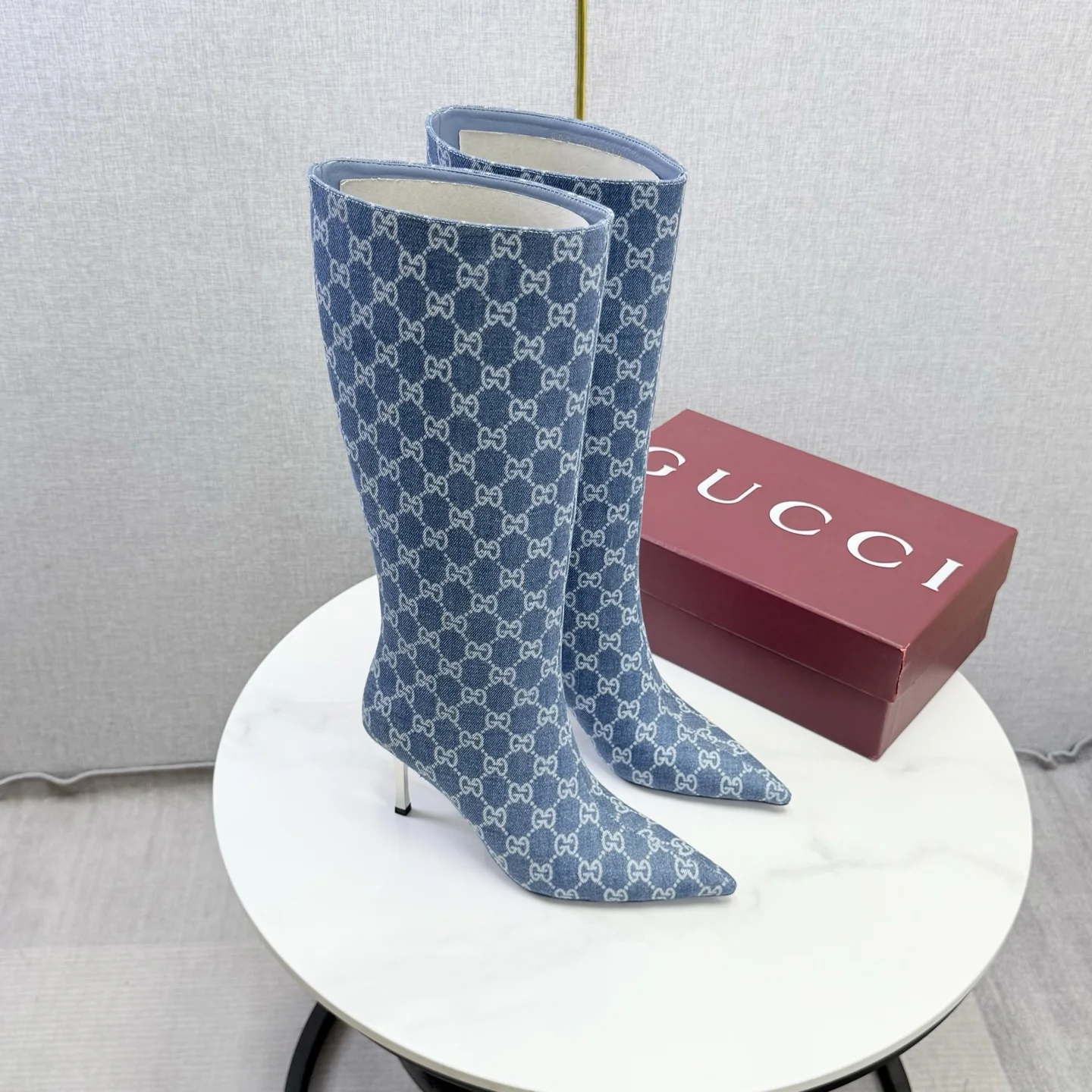 GUCCI Boots Patent Leather Blue-White EU35-39 D80202609110597 - Image 4