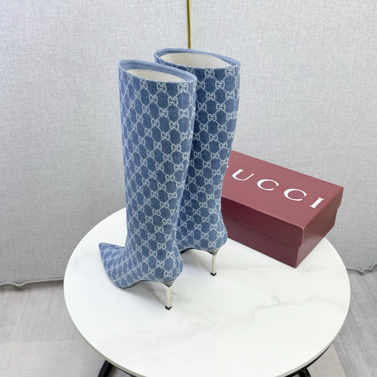 GUCCI Boots Patent Leather Blue-White EU35-39 D80202609110597 - Image 5