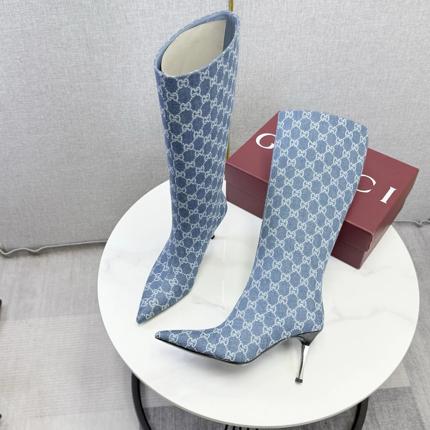 GUCCI Boots Patent Leather Blue-White EU35-39 D80202609110597 - Image 7