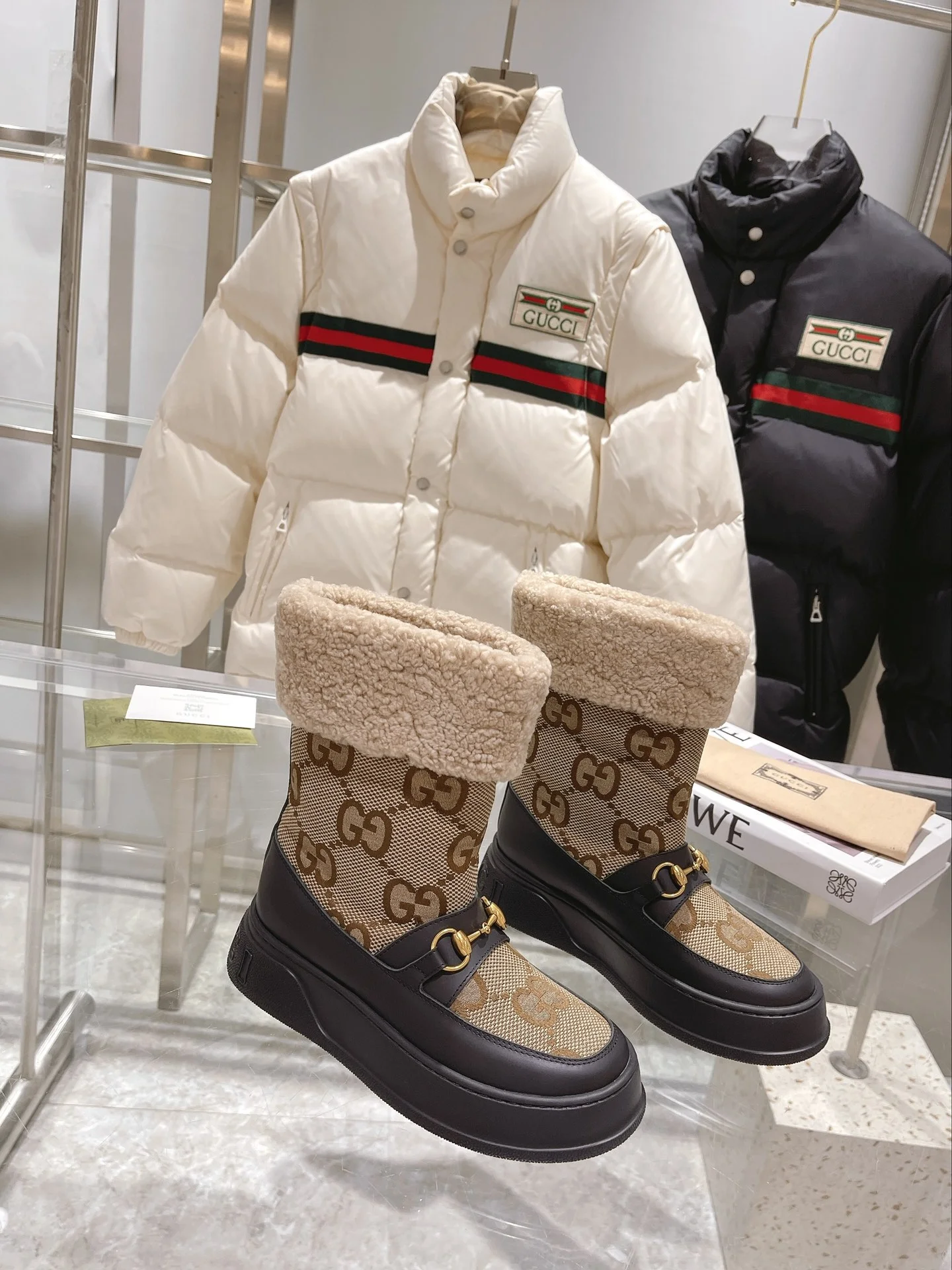 GUCCI Boots Shearling Leather Black-Beige EU35-42 C40202609111805 - Image 3