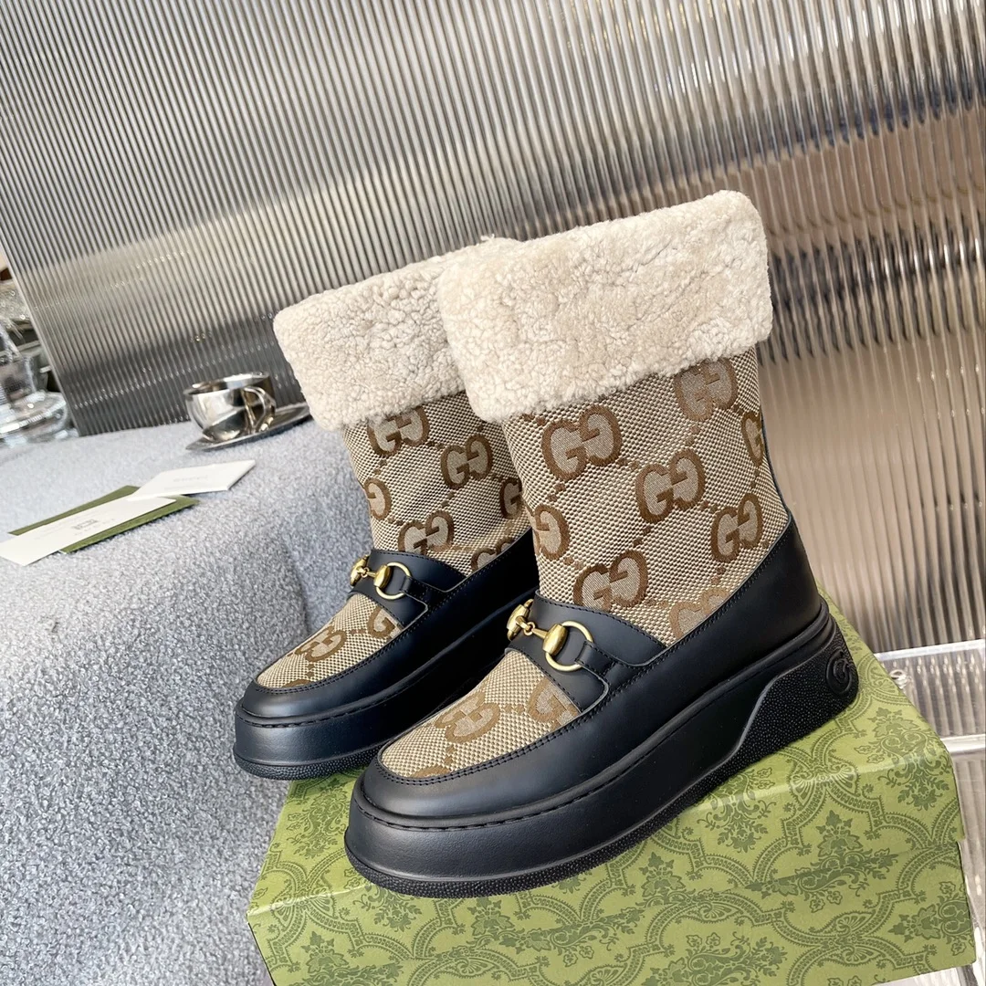 GUCCI Boots Shearling Leather Black-Beige EU35-42 C40202609111805 - Image 4