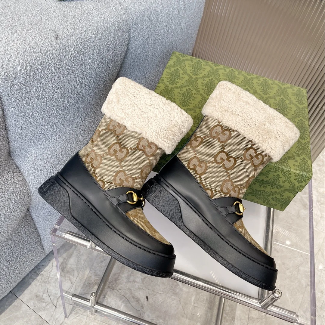GUCCI Boots Shearling Leather Black-Beige EU35-42 C40202609111805 - Image 6
