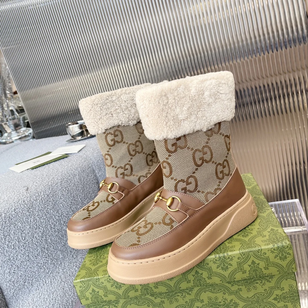 GUCCI Boots Sheepskin Leather Brown-Beige EU35-42 C40202609111806