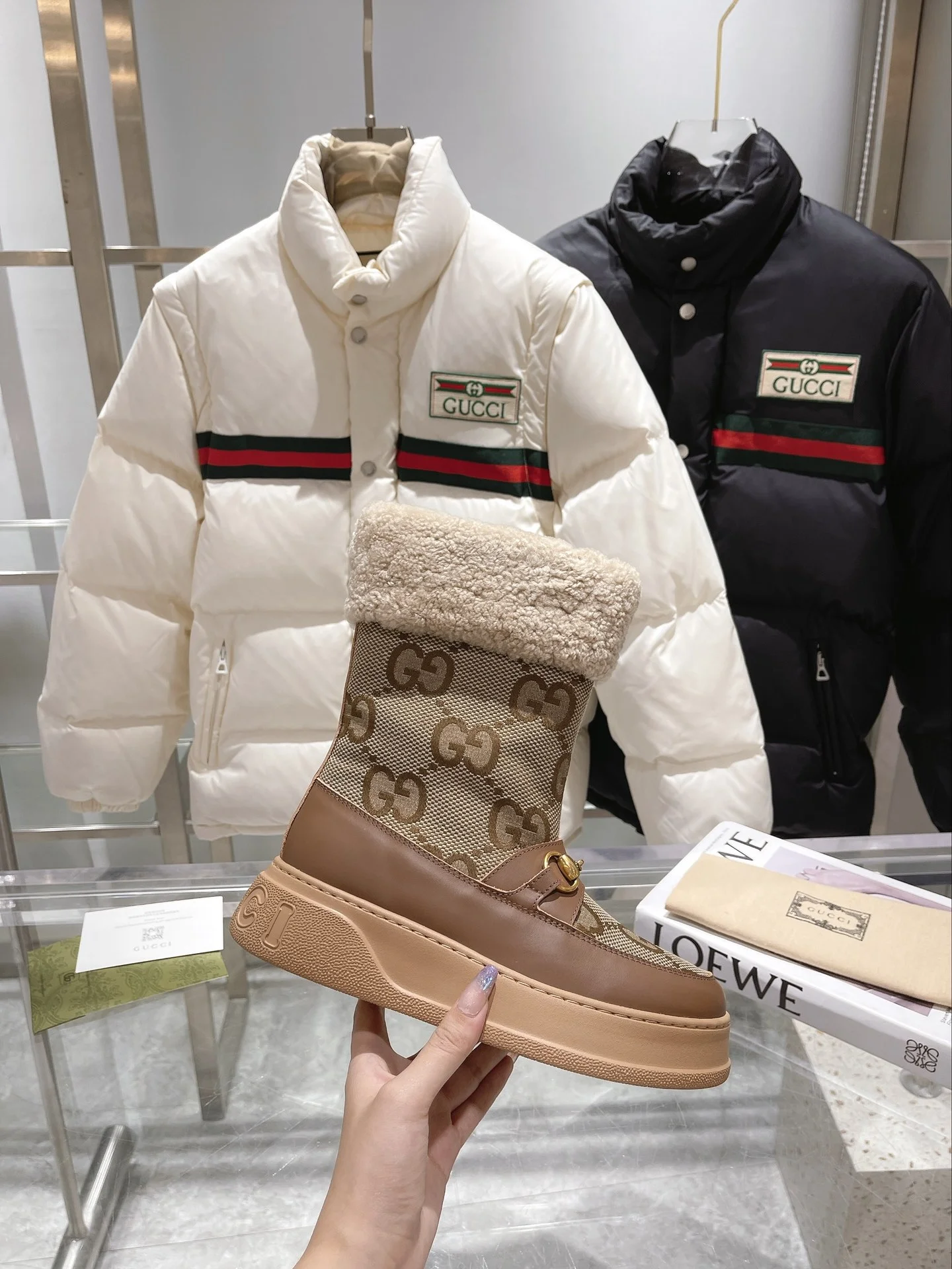 GUCCI Boots Sheepskin Leather Brown-Beige EU35-42 C40202609111806 - Image 4