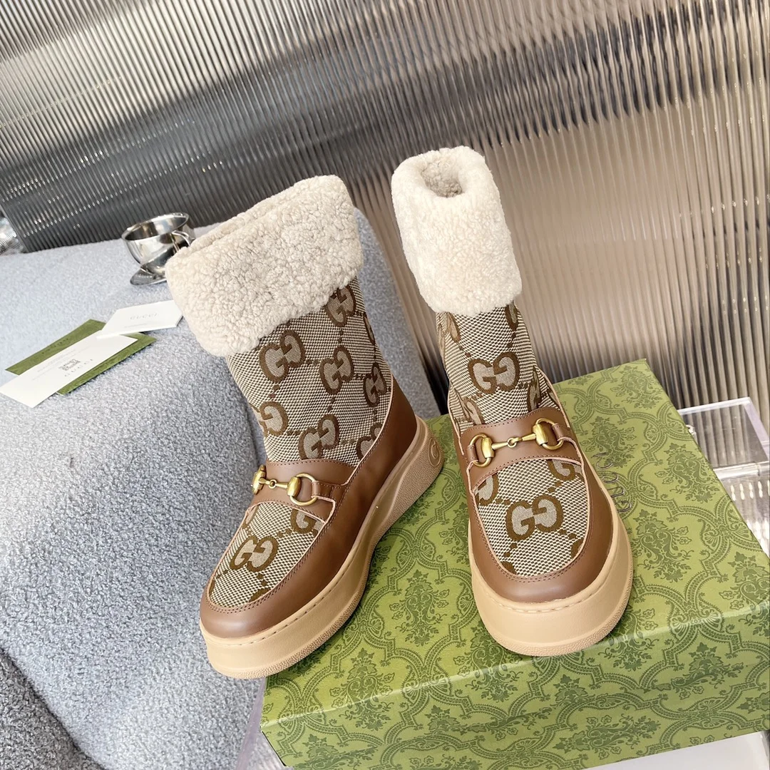 GUCCI Boots Sheepskin Leather Brown-Beige EU35-42 C40202609111806 - Image 5