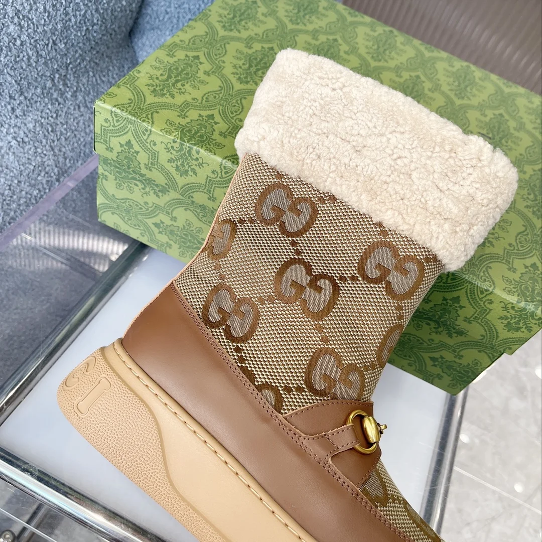 GUCCI Boots Sheepskin Leather Brown-Beige EU35-42 C40202609111806 - Image 6