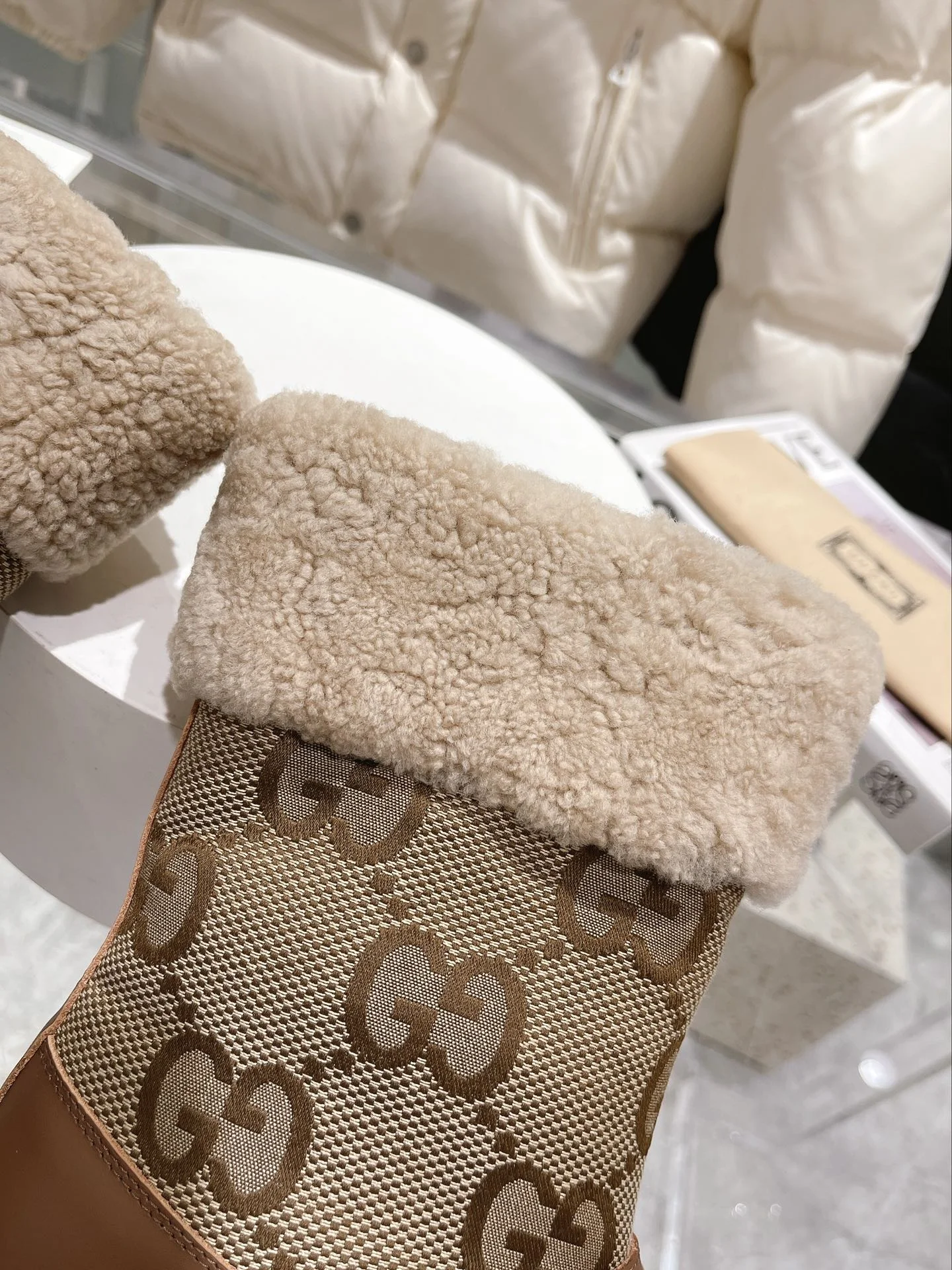 GUCCI Boots Sheepskin Leather Brown-Beige EU35-42 C40202609111806 - Image 8
