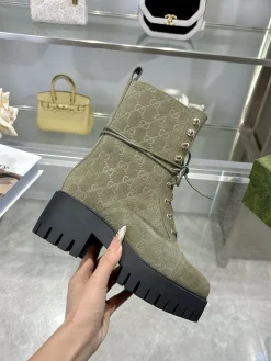 GUCCI Boots Suede Calf Leather Green-Black EU36-42 C30202609111790