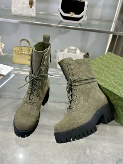 Alternative view of GUCCI Boots Suede Calf Leather Green-Black EU36-42 C30202609111790
