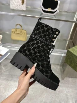 GUCCI Boots Suede Leather Black-Silver EU36-42 C30202609111791