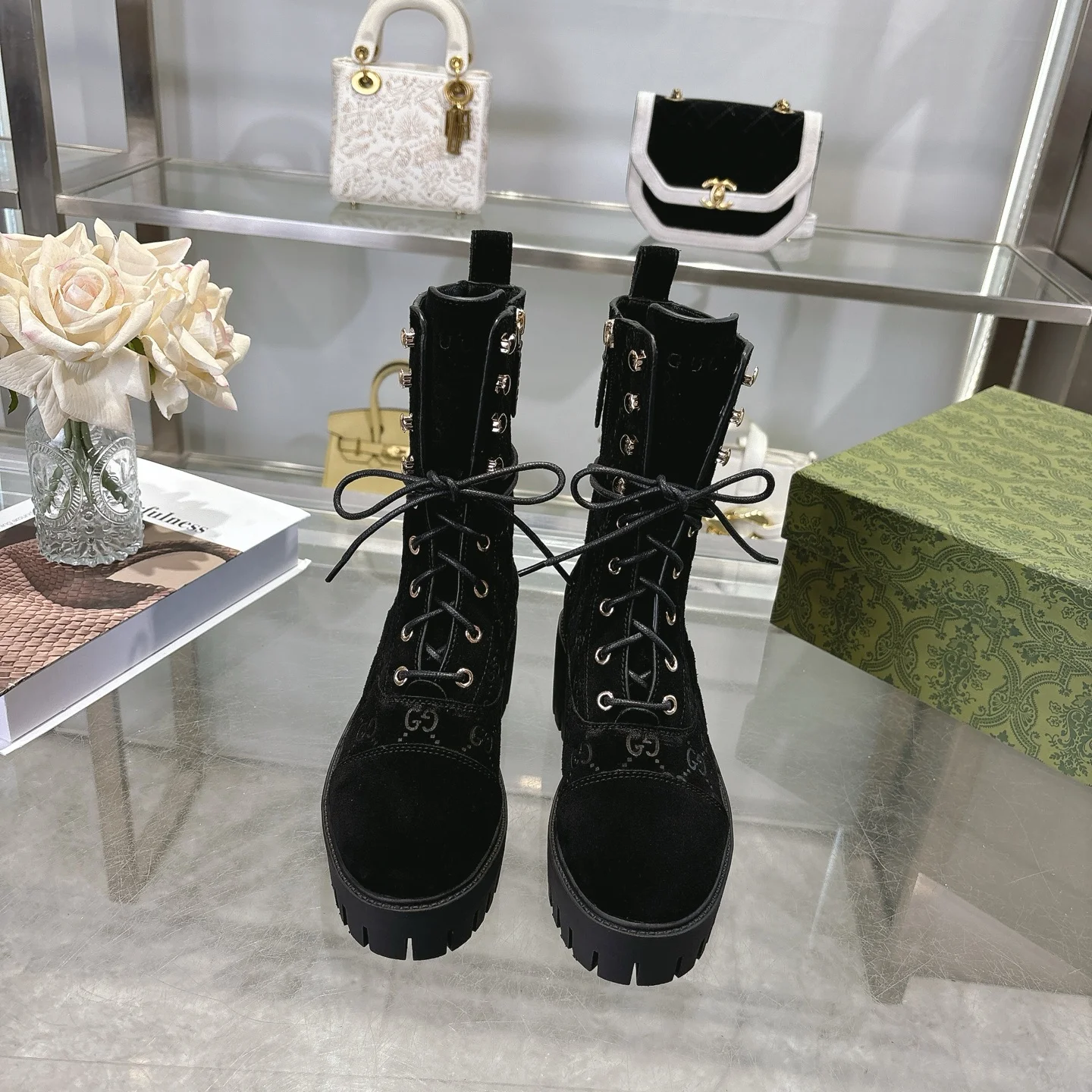 GUCCI Boots Suede Leather Black-Silver EU36-42 C30202609111791 - Image 2