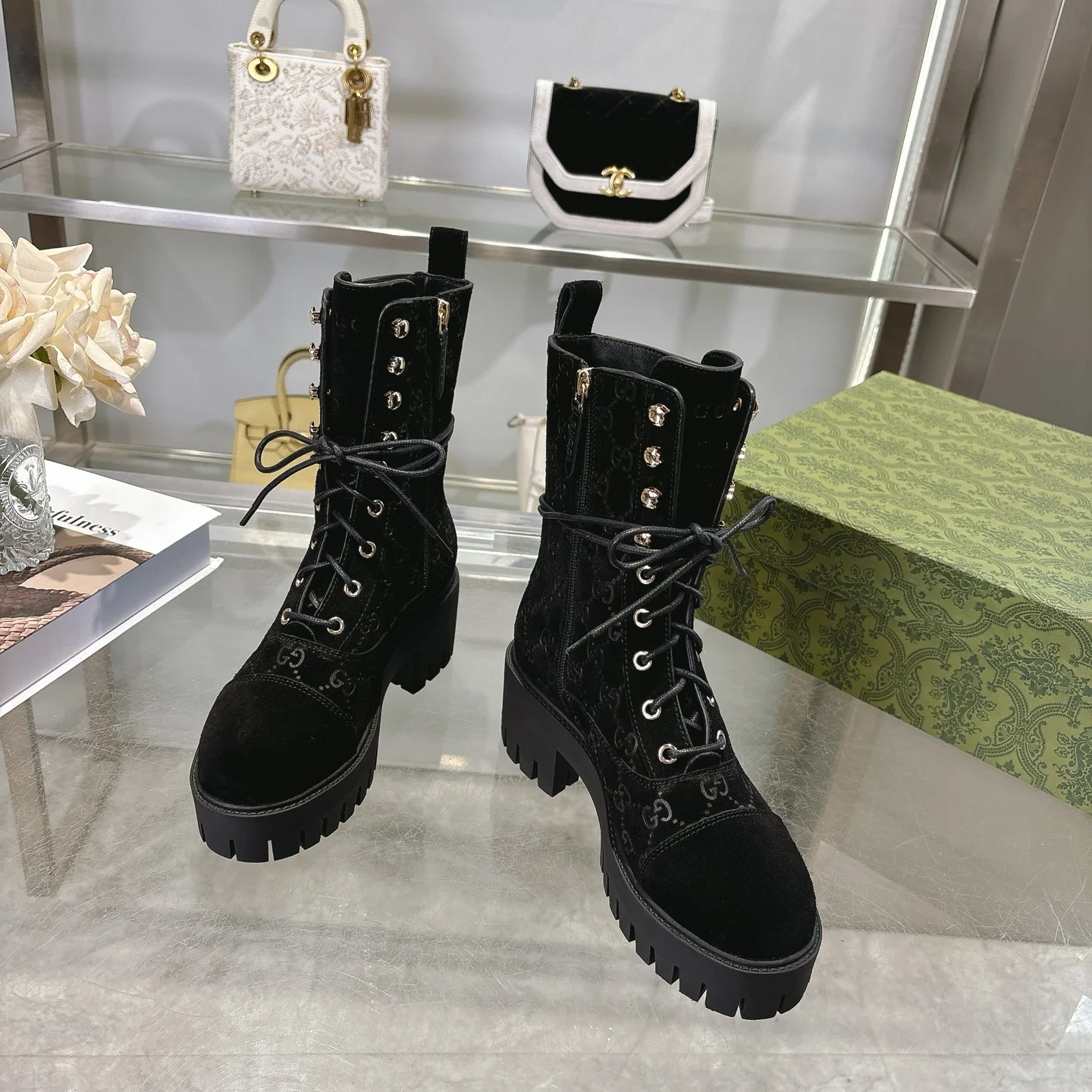 GUCCI Boots Suede Leather Black-Silver EU36-42 C30202609111791 - Image 3