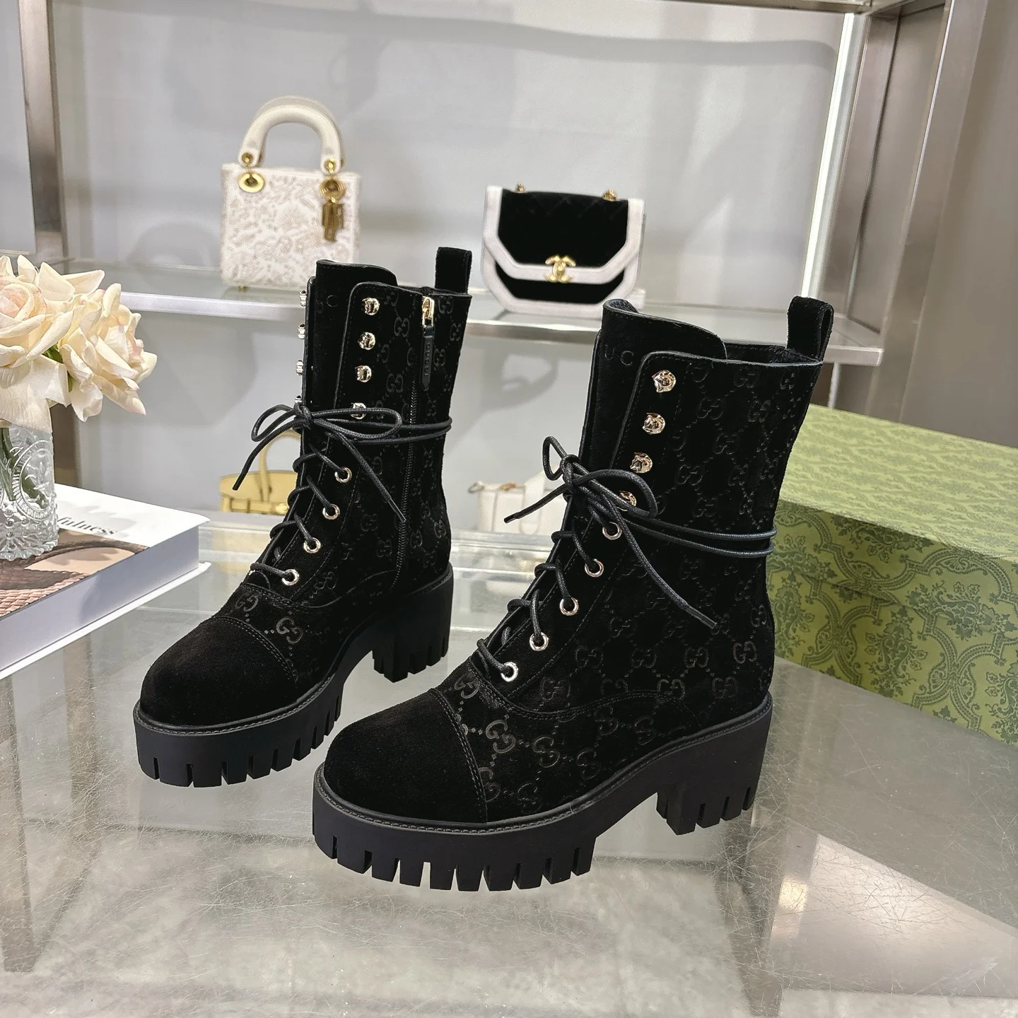 GUCCI Boots Suede Leather Black-Silver EU36-42 C30202609111791 - Image 4