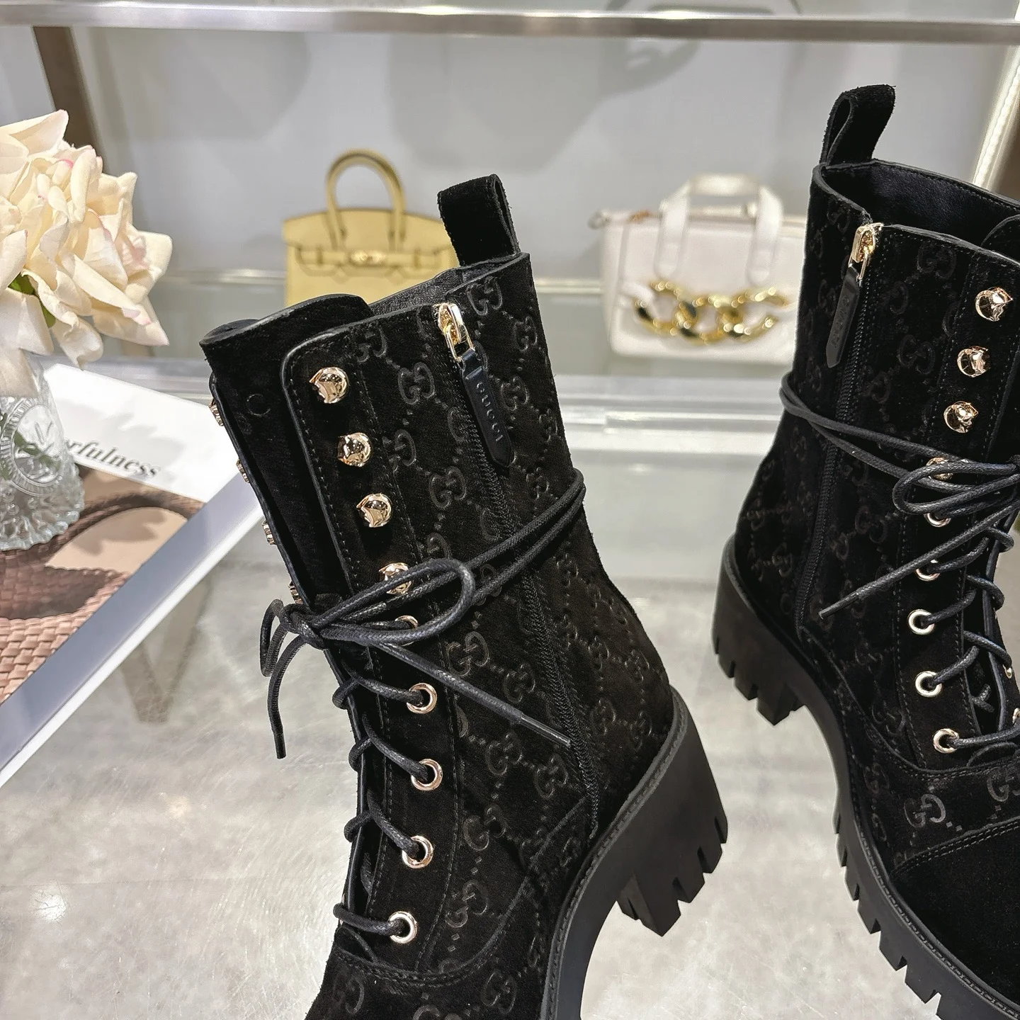 GUCCI Boots Suede Leather Black-Silver EU36-42 C30202609111791 - Image 7