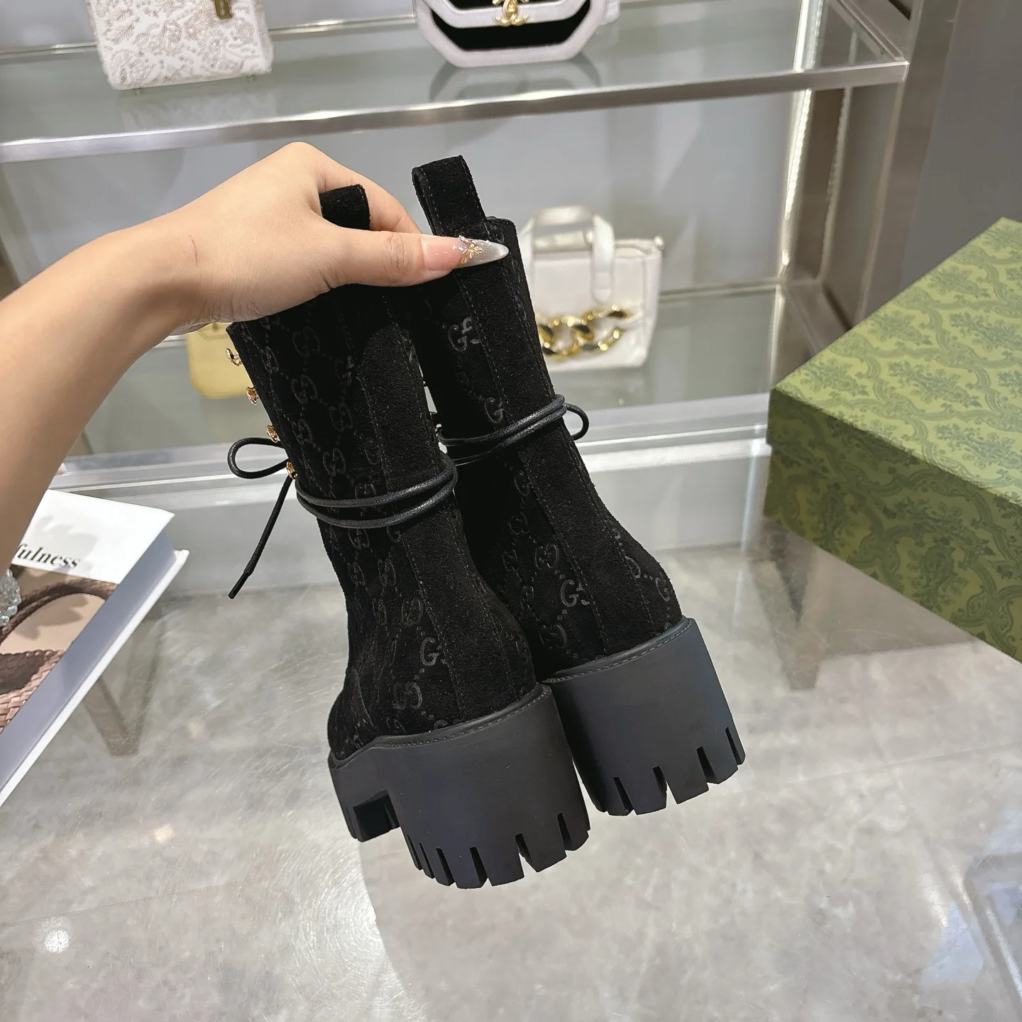 GUCCI Boots Suede Leather Black-Silver EU36-42 C30202609111791 - Image 8