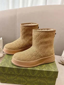 GUCCI Boots Suede Shearling Brown-Beige EU35-42 B90202609111802