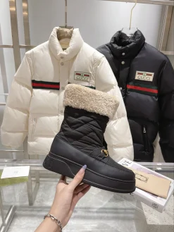 GUCCI Boots Wool Leather Black-Beige EU35-42 C40202609111811