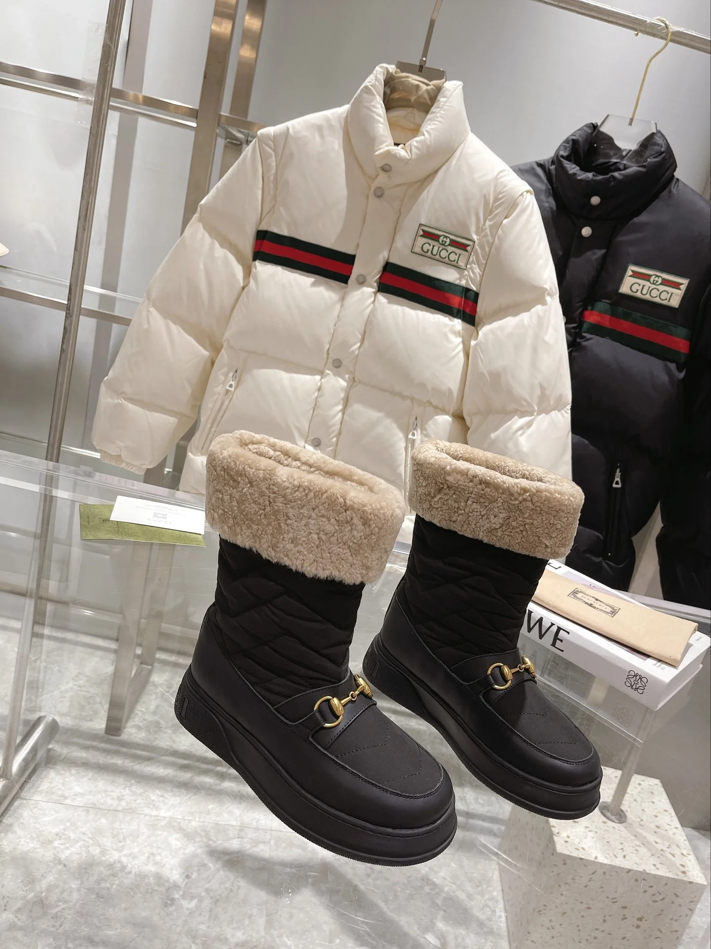 GUCCI Boots Wool Leather Black-Beige EU35-42 C40202609111811 - Image 2