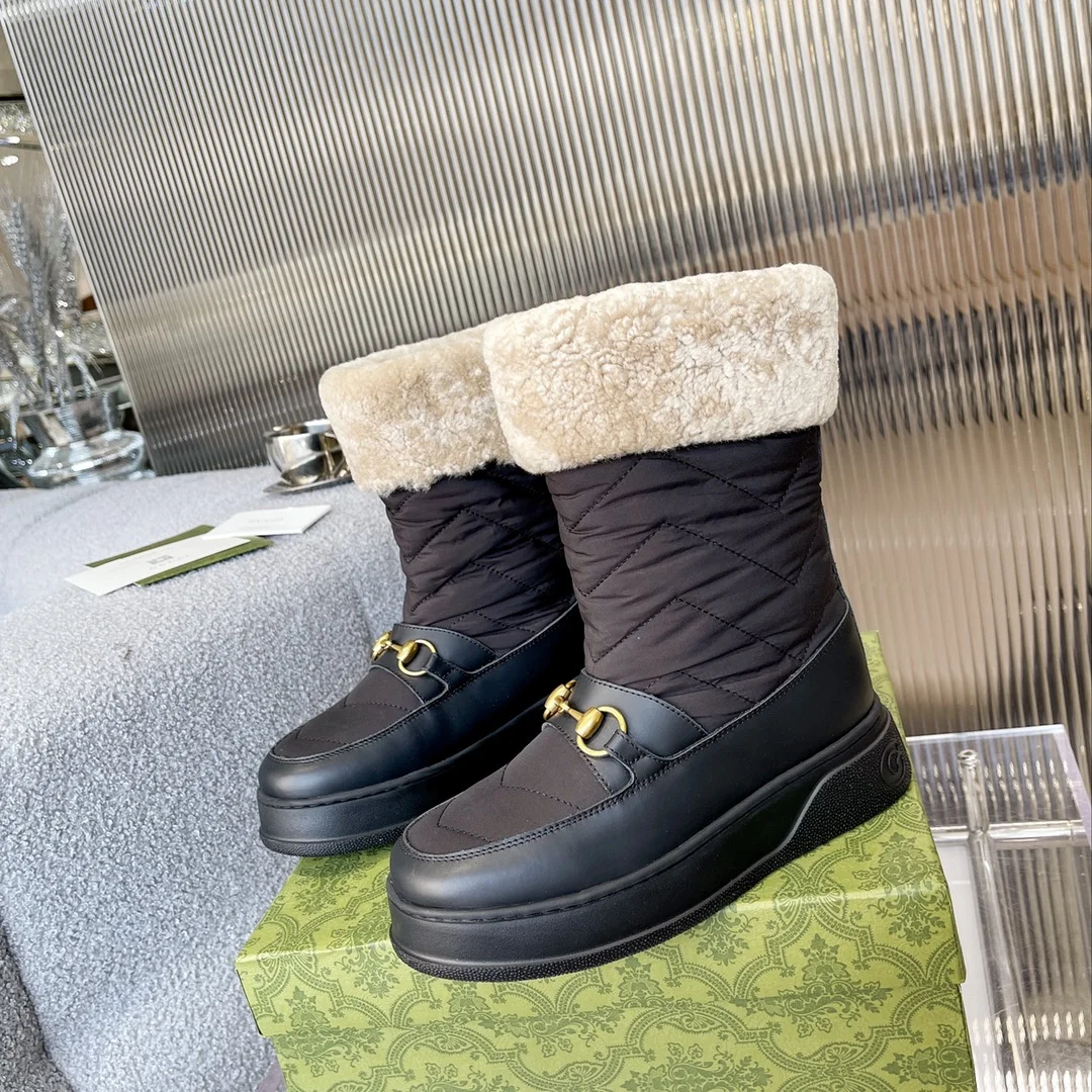 GUCCI Boots Wool Leather Black-Beige EU35-42 C40202609111811 - Image 4
