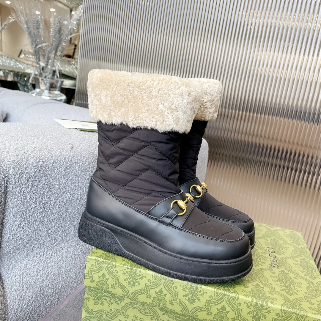 GUCCI Boots Wool Leather Black-Beige EU35-42 C40202609111811 - Image 5