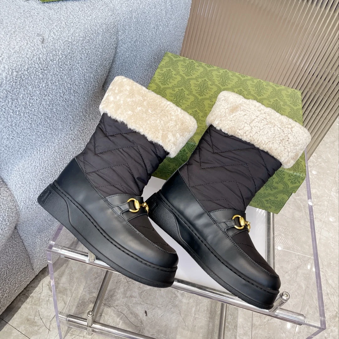 GUCCI Boots Wool Leather Black-Beige EU35-42 C40202609111811 - Image 8