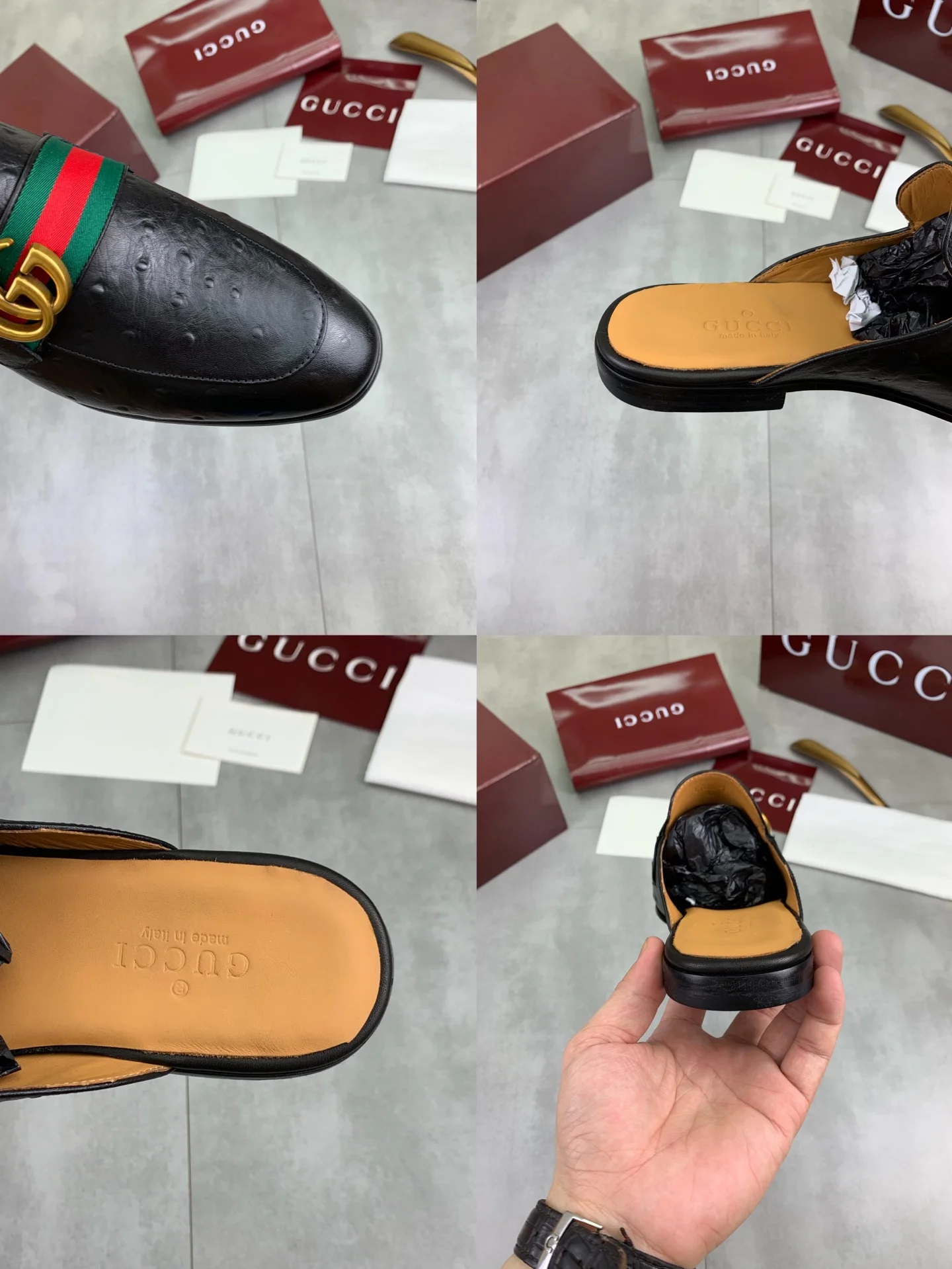 GUCCI Flats Calfskin Leather Black-Gold EU39-45 D20202609110993 - Image 10