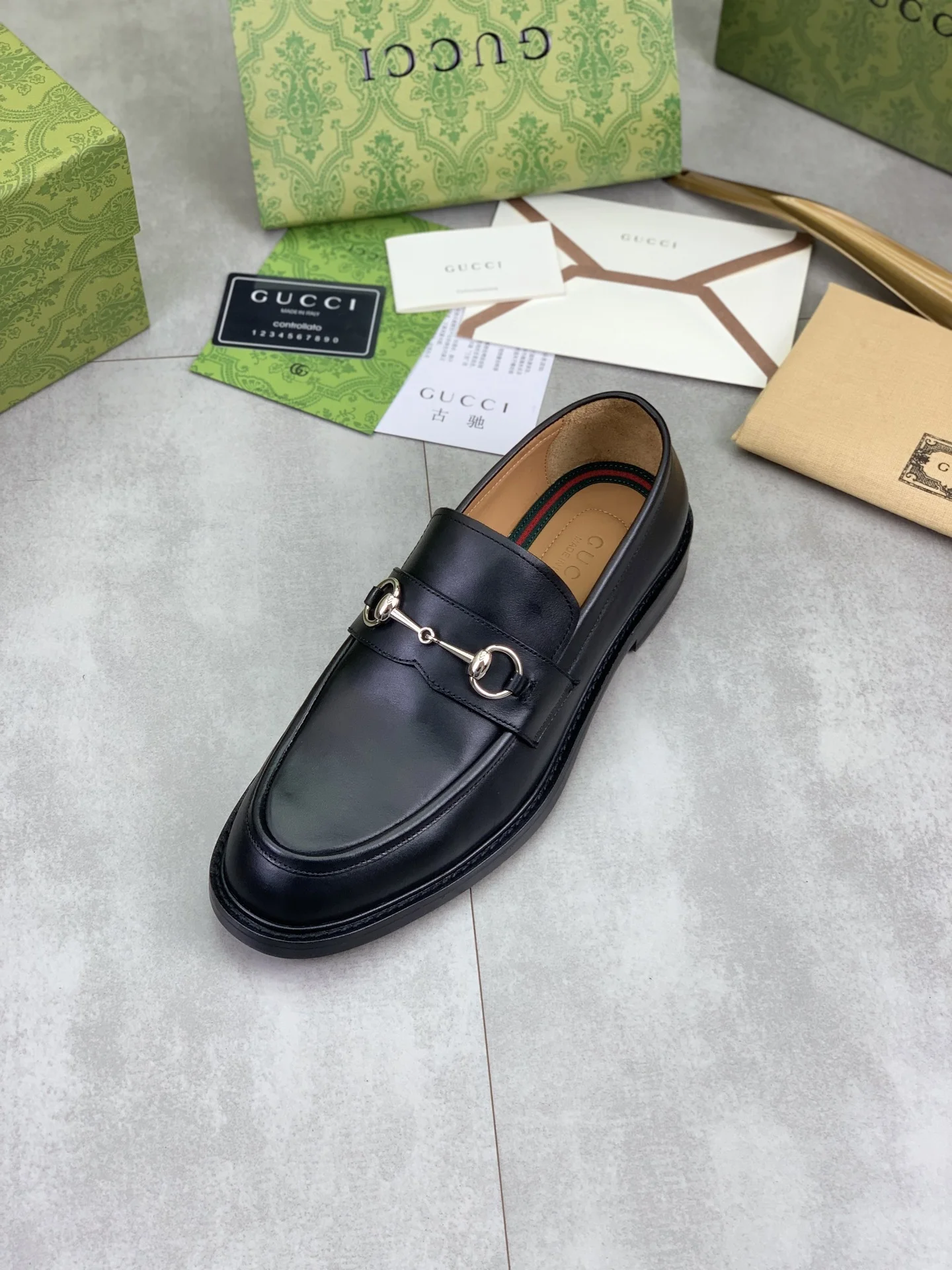 GUCCI Formal Shoes Calf Leather Black-Gold EU39-45 D80202609111073 - Image 4