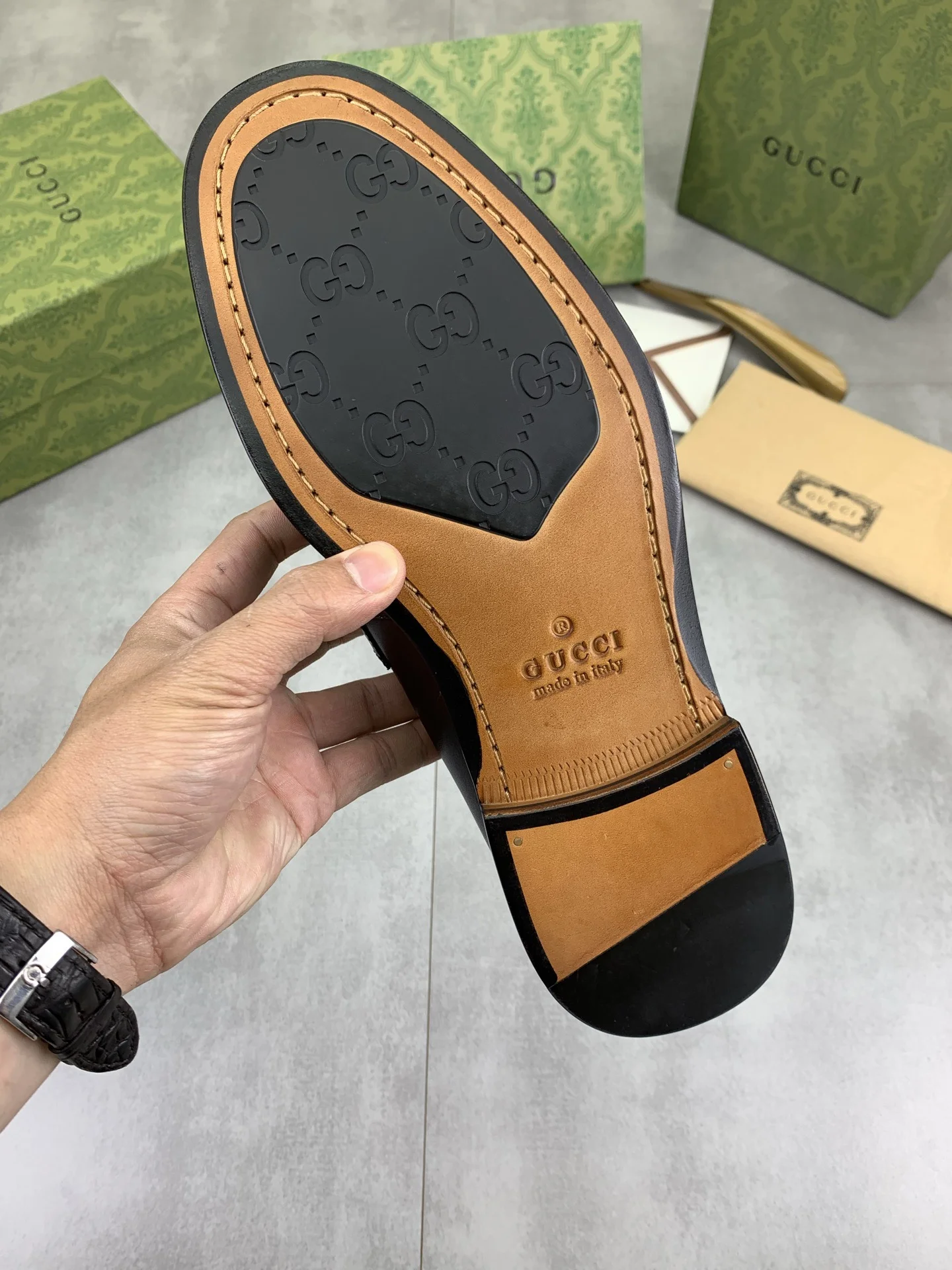 GUCCI Formal Shoes Calf Leather Black-Gold EU39-45 D80202609111073 - Image 8