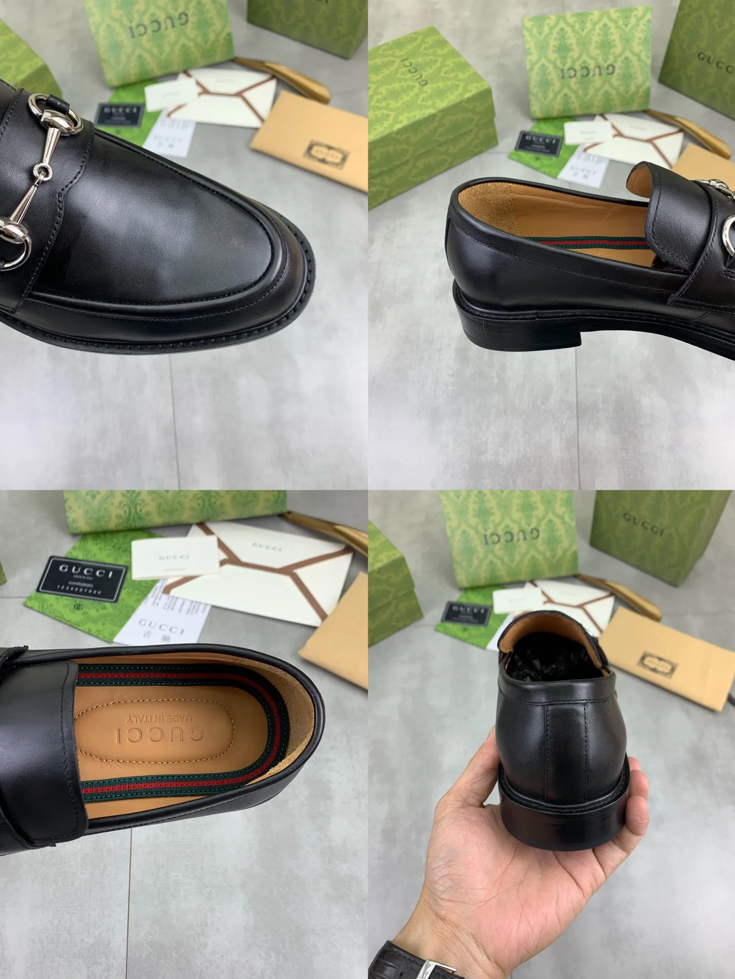 GUCCI Formal Shoes Calf Leather Black-Gold EU39-45 D80202609111073 - Image 9