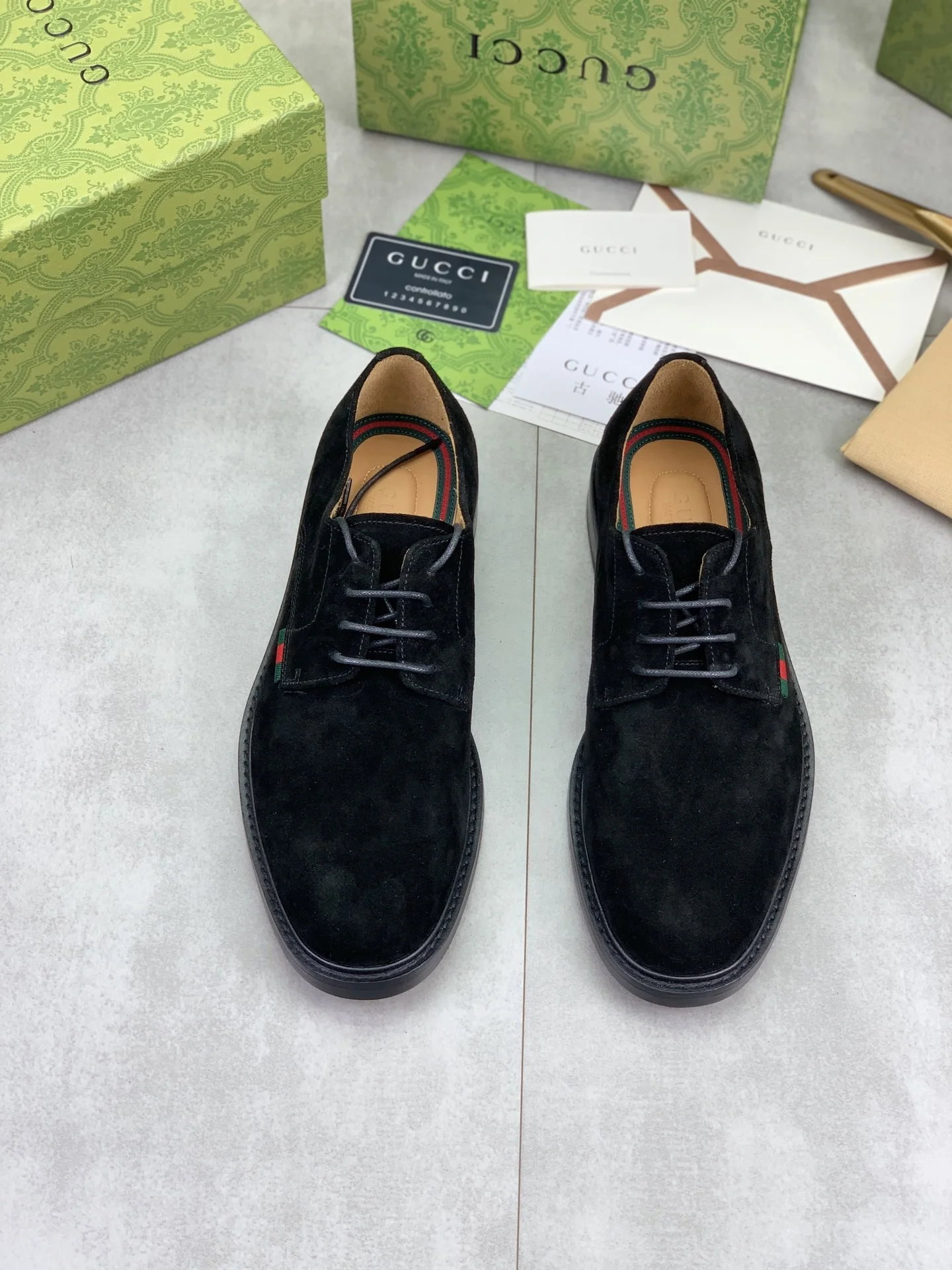 GUCCI Formal Shoes Calf Leather Black-Green-Red EU39-45 D80202609111075 - Image 2