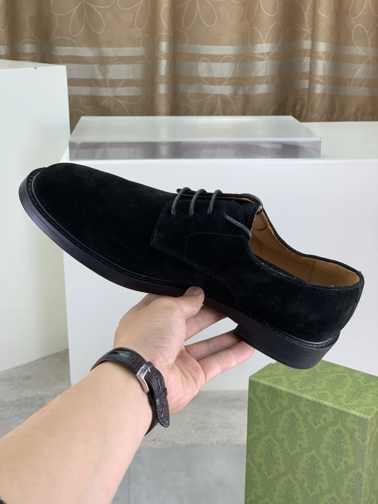 GUCCI Formal Shoes Calf Leather Black-Green-Red EU39-45 D80202609111075 - Image 6