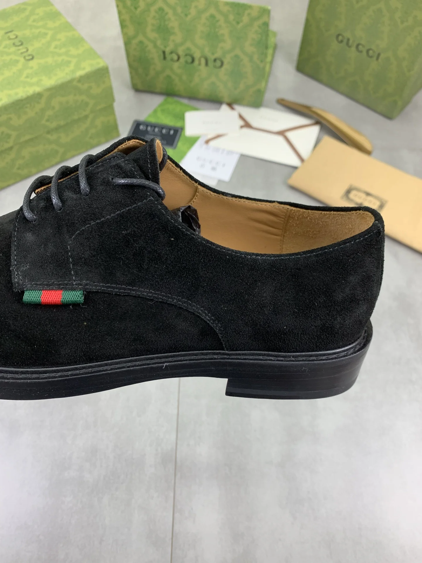 GUCCI Formal Shoes Calf Leather Black-Green-Red EU39-45 D80202609111075 - Image 7