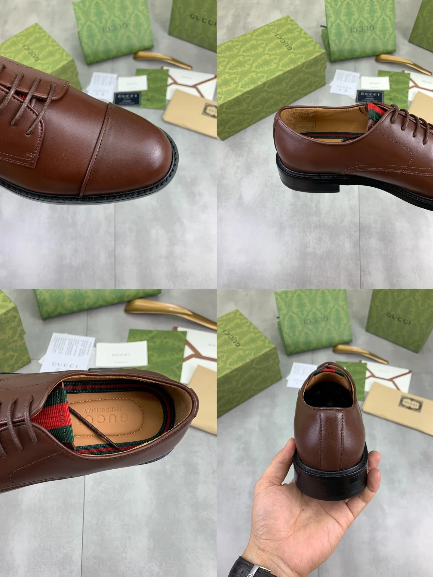 GUCCI Formal Shoes Calf Leather Brown-Black EU39-45 D80202609111064 - Image 10