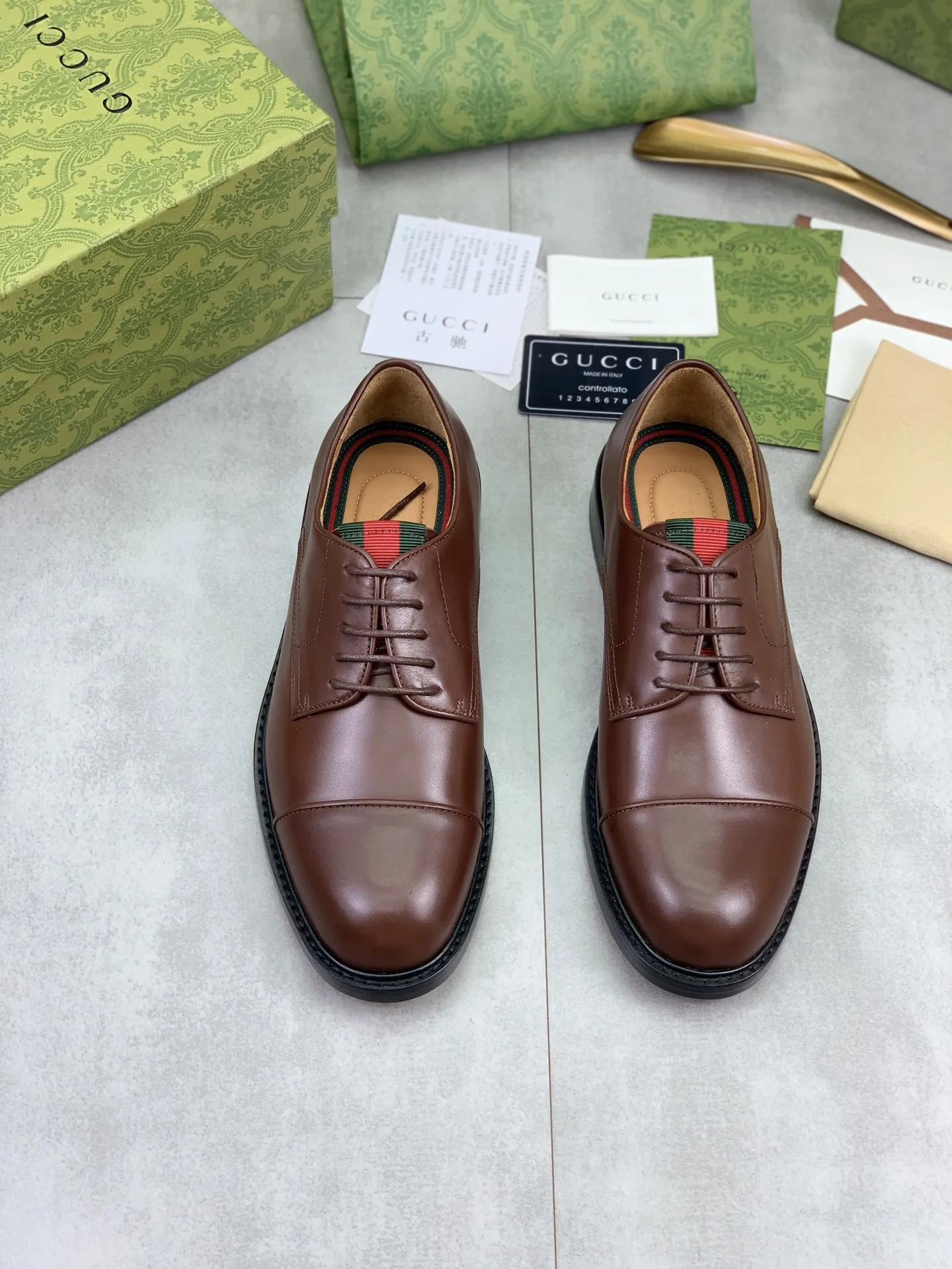 GUCCI Formal Shoes Calf Leather Brown-Black EU39-45 D80202609111064 - Image 3