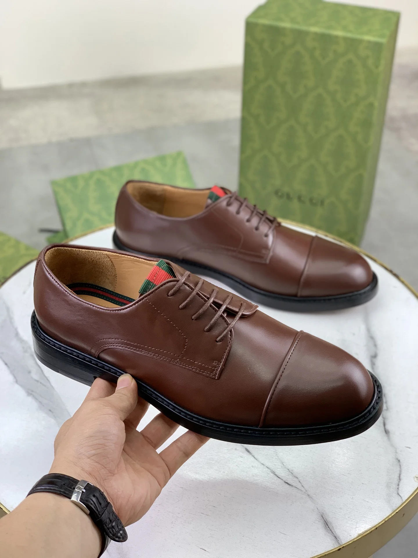 GUCCI Formal Shoes Calf Leather Brown-Black EU39-45 D80202609111064 - Image 4