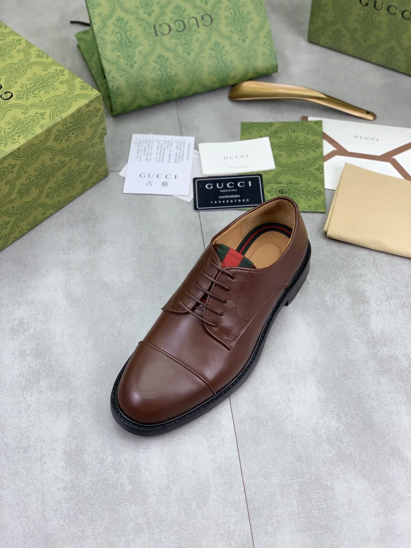 GUCCI Formal Shoes Calf Leather Brown-Black EU39-45 D80202609111064 - Image 5