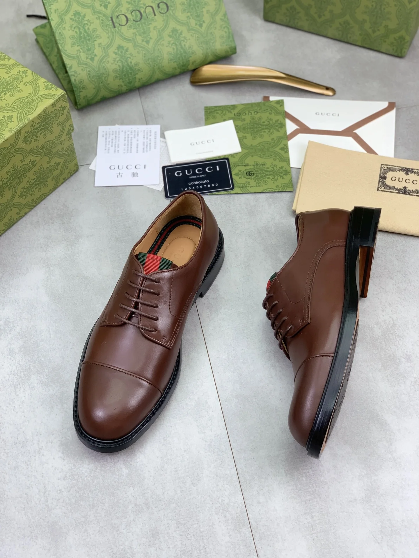 GUCCI Formal Shoes Calf Leather Brown-Black EU39-45 D80202609111064 - Image 6