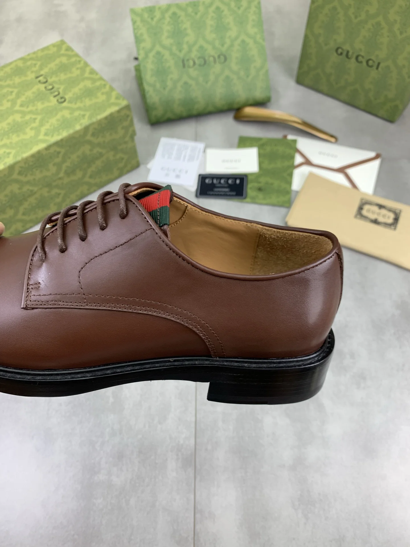 GUCCI Formal Shoes Calf Leather Brown-Black EU39-45 D80202609111064 - Image 8
