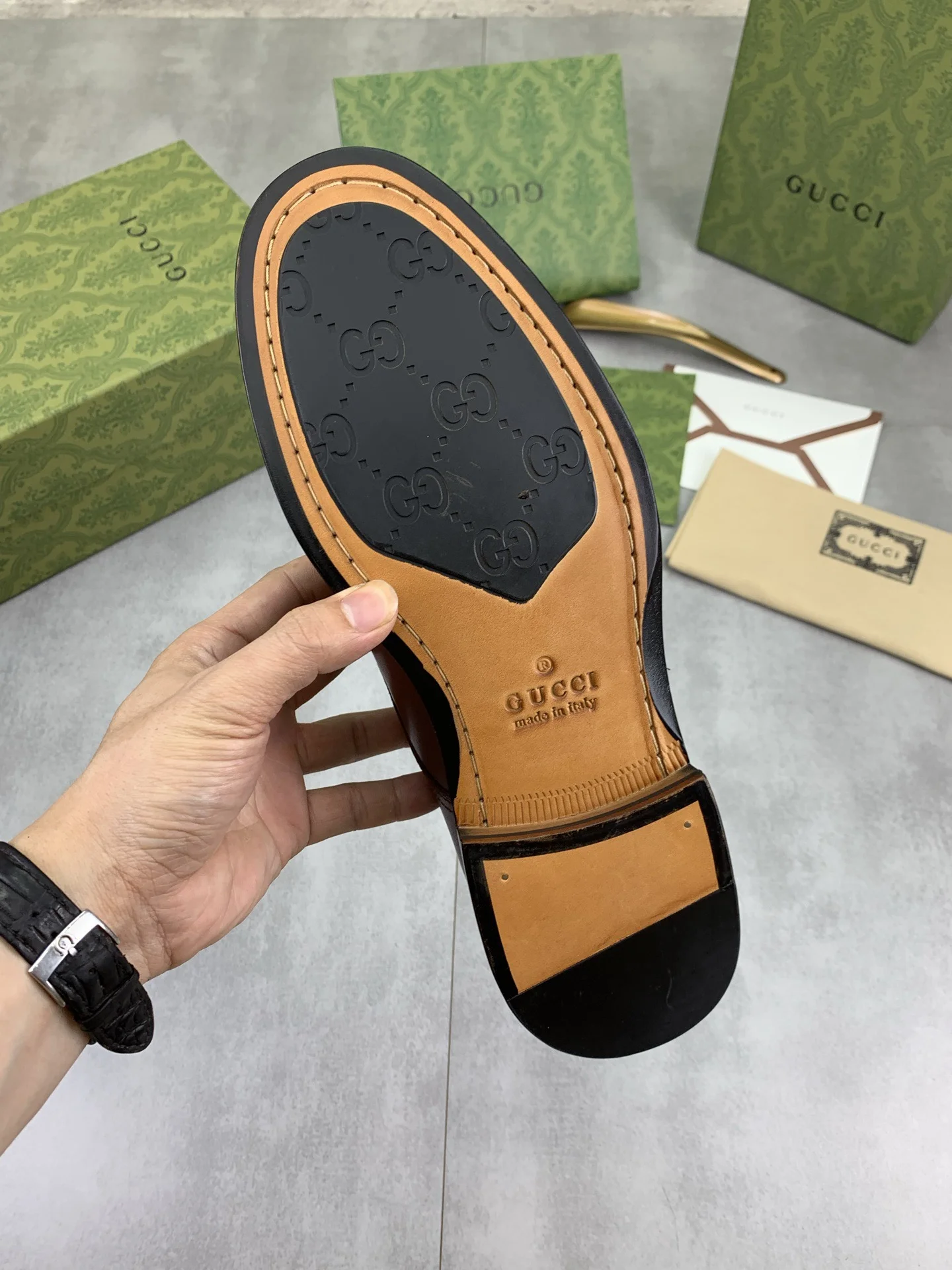 GUCCI Formal Shoes Calf Leather Brown-Black EU39-45 D80202609111064 - Image 9