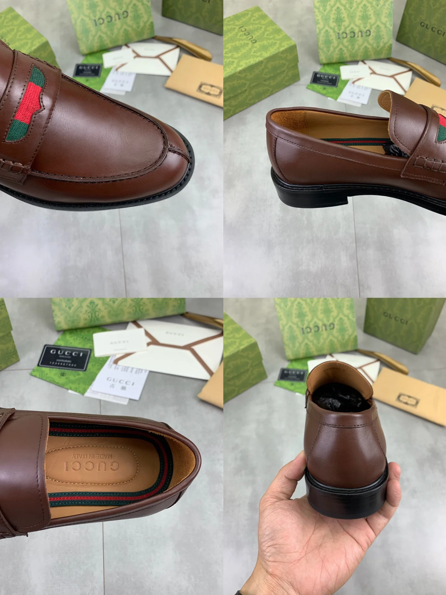 GUCCI Formal Shoes Calf Leather Brown-Black EU39-45 D80202609111069 - Image 10