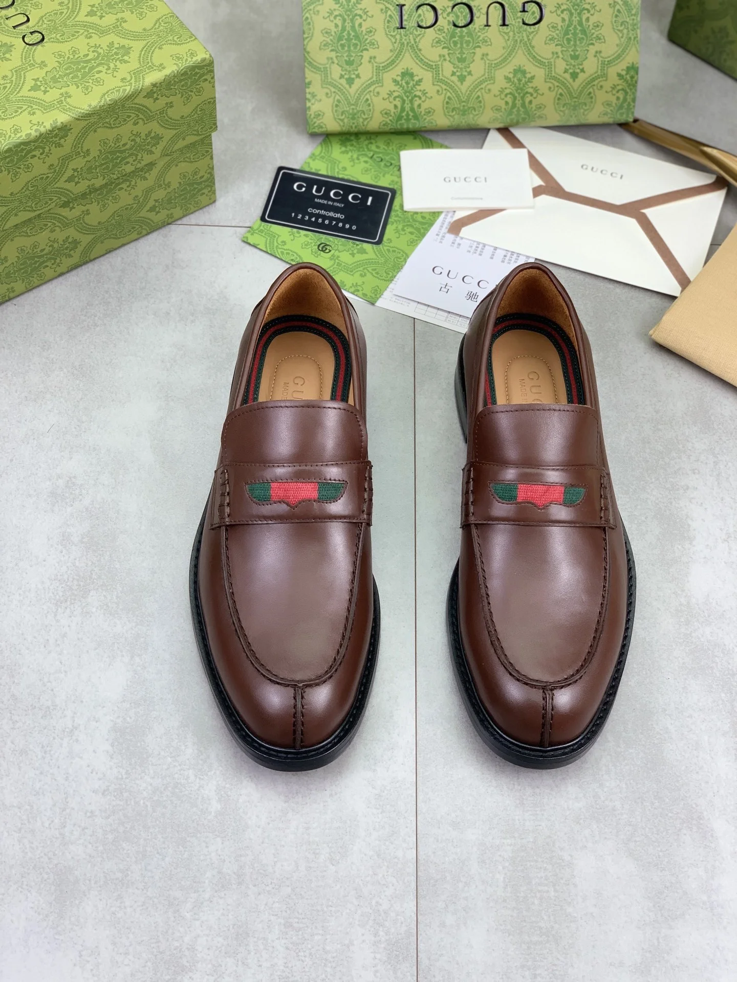 GUCCI Formal Shoes Calf Leather Brown-Black EU39-45 D80202609111069 - Image 3