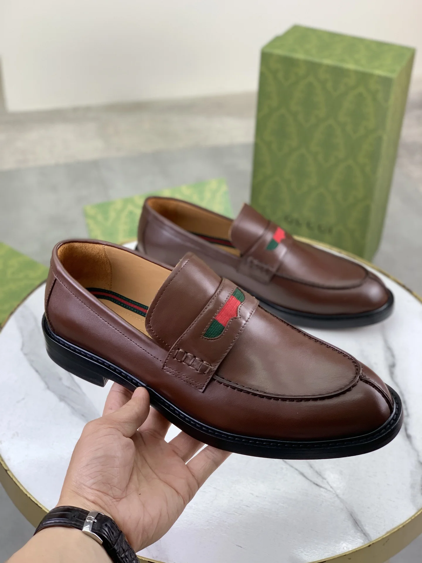 GUCCI Formal Shoes Calf Leather Brown-Black EU39-45 D80202609111069 - Image 4