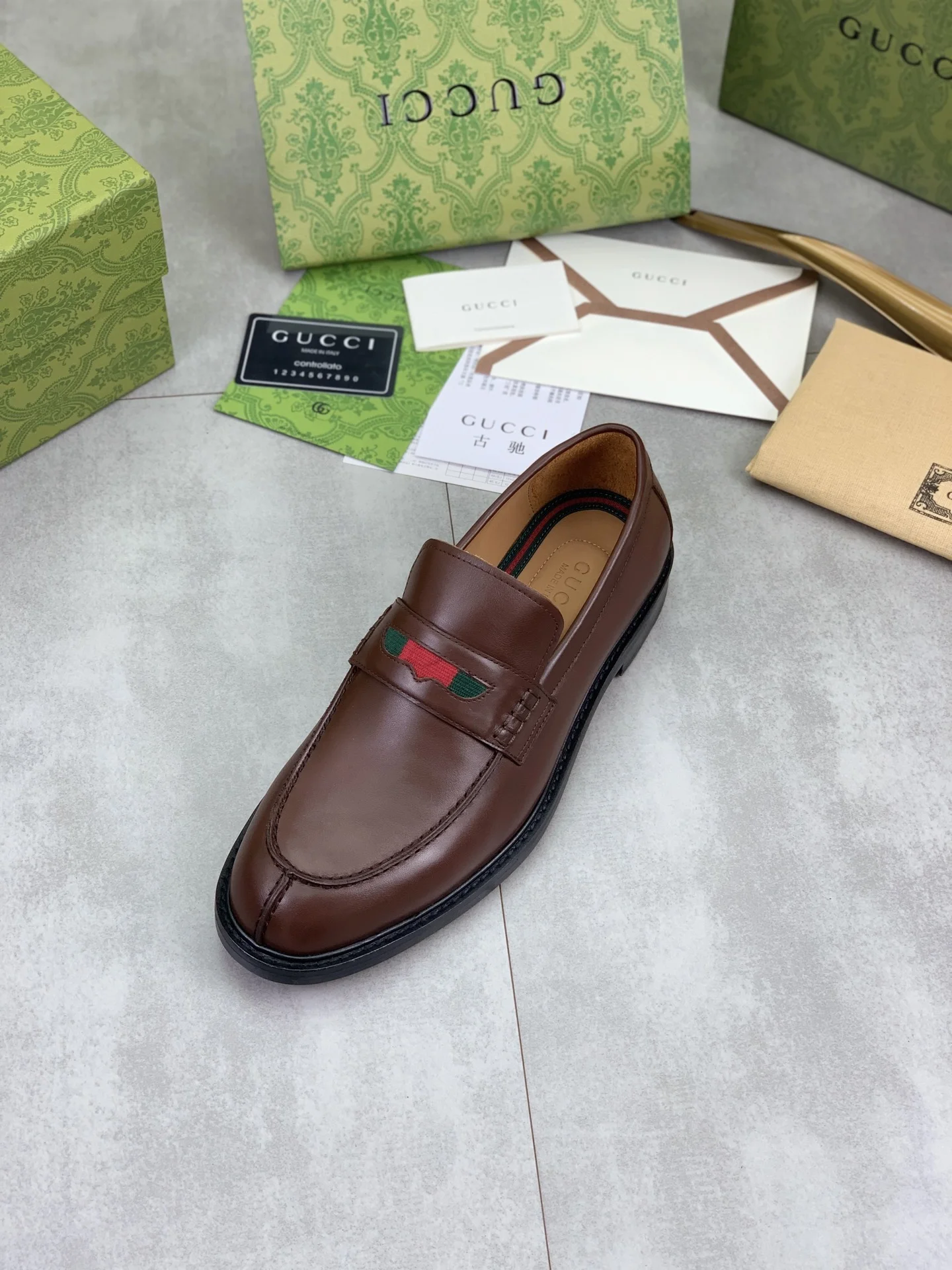 GUCCI Formal Shoes Calf Leather Brown-Black EU39-45 D80202609111069 - Image 5
