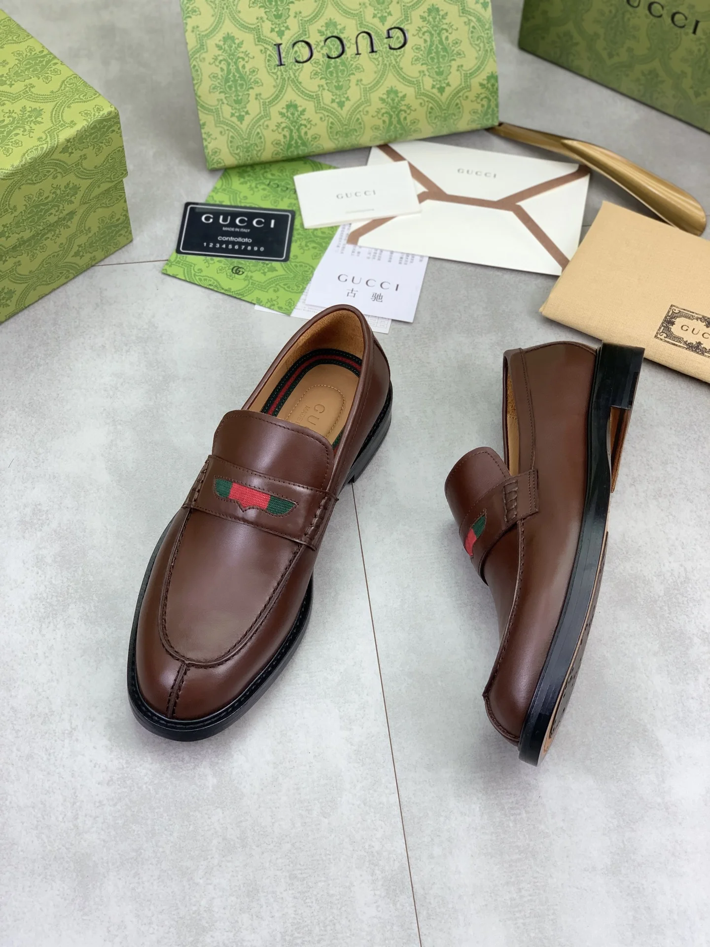 GUCCI Formal Shoes Calf Leather Brown-Black EU39-45 D80202609111069 - Image 6